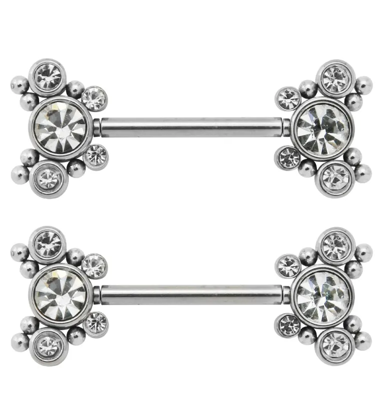 14G Clear CZ Bevy Threadless Nipple Ring Barbells