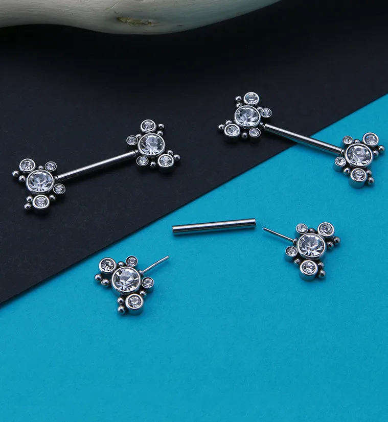 14G Clear CZ Bevy Threadless Nipple Ring Barbells