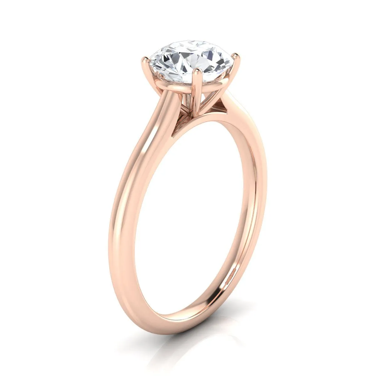 14K Rose Gold Round Brilliant Amethyst Pinched Comfort Fit Claw Prong Solitaire Engagement Ring