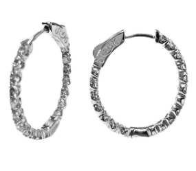 14K White Gold 2ctw Diamond Inside Out Hoops