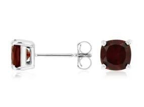 14K White Gold Garnet Stud Earrings