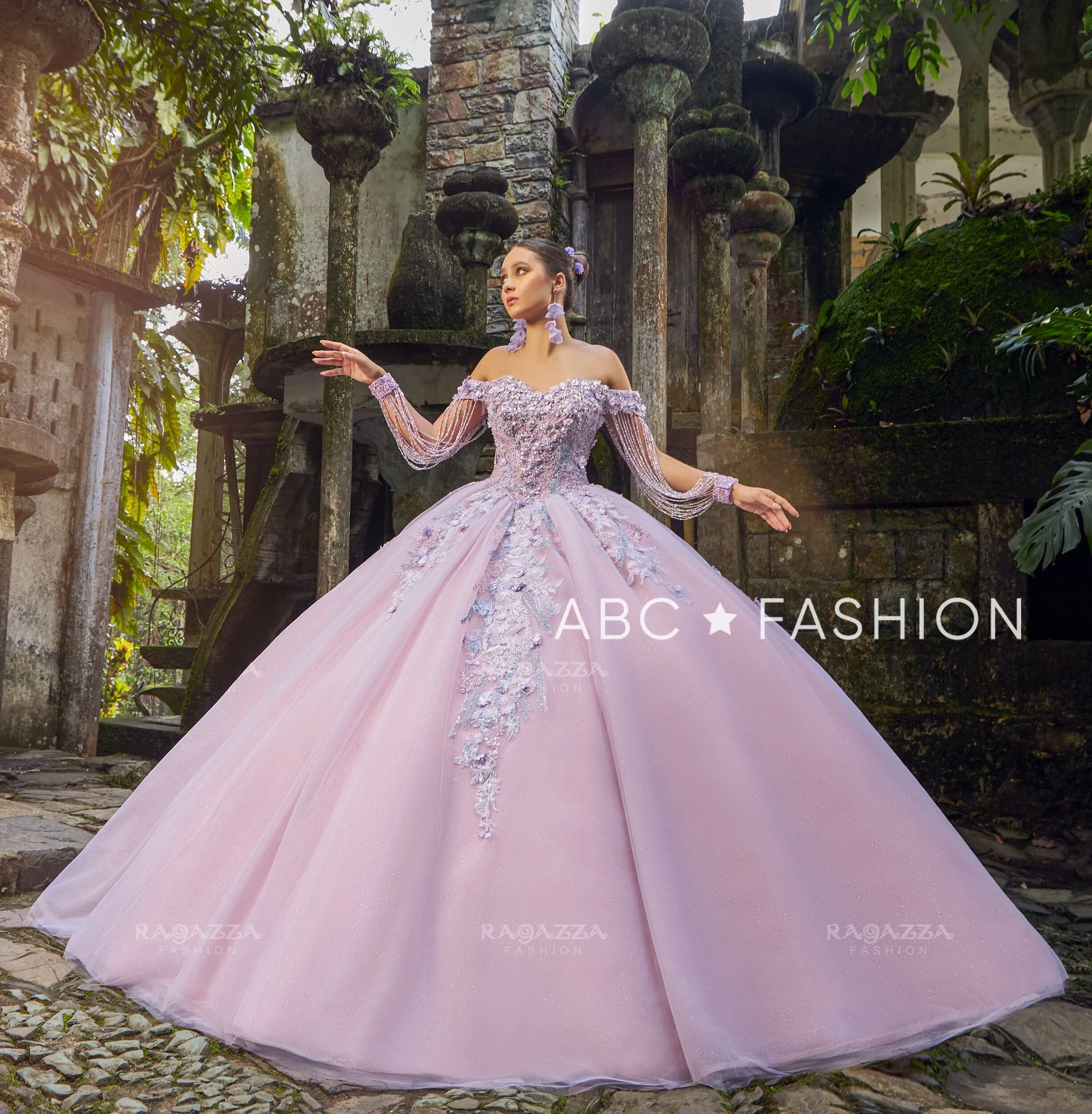 3D Floral Off Shoulder Quinceanera Dress by Ragazza EV30-630