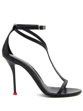 ALEXANDER MCQUEEN Elegant Black Leather Stiletto Sandals with 90mm Heel