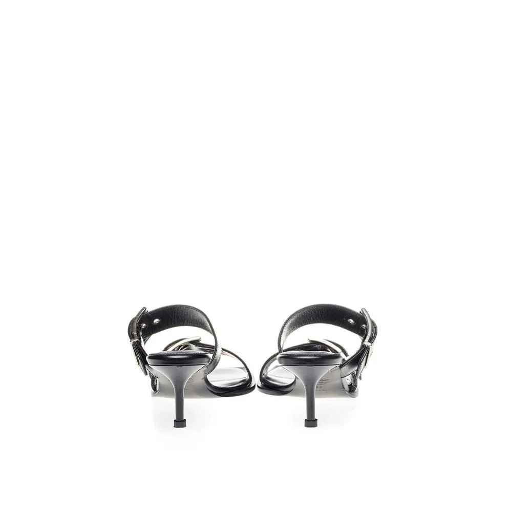 Alexander McQueen Elevate Your Steps in Timeless Black Leather Women's Sandals