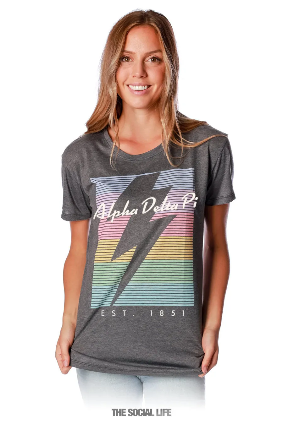 Alpha Delta Pi RainBolt Scoop Tee