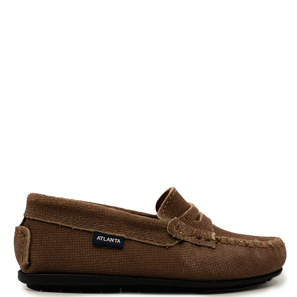 Atlanta Mocassin Chocolate Textured Penny Loafer