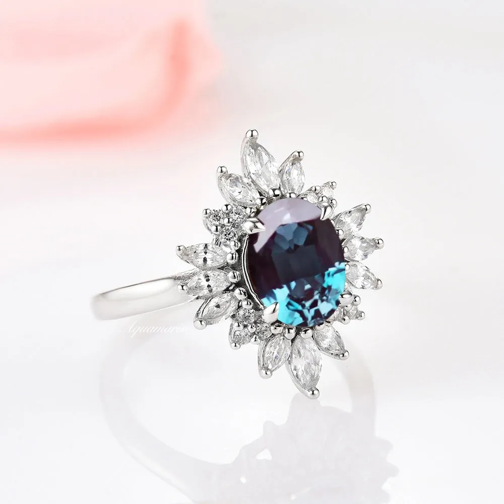 Aurora Alexandrite Ring - Sterling Silver