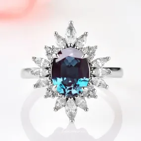 Aurora Alexandrite Ring - Sterling Silver