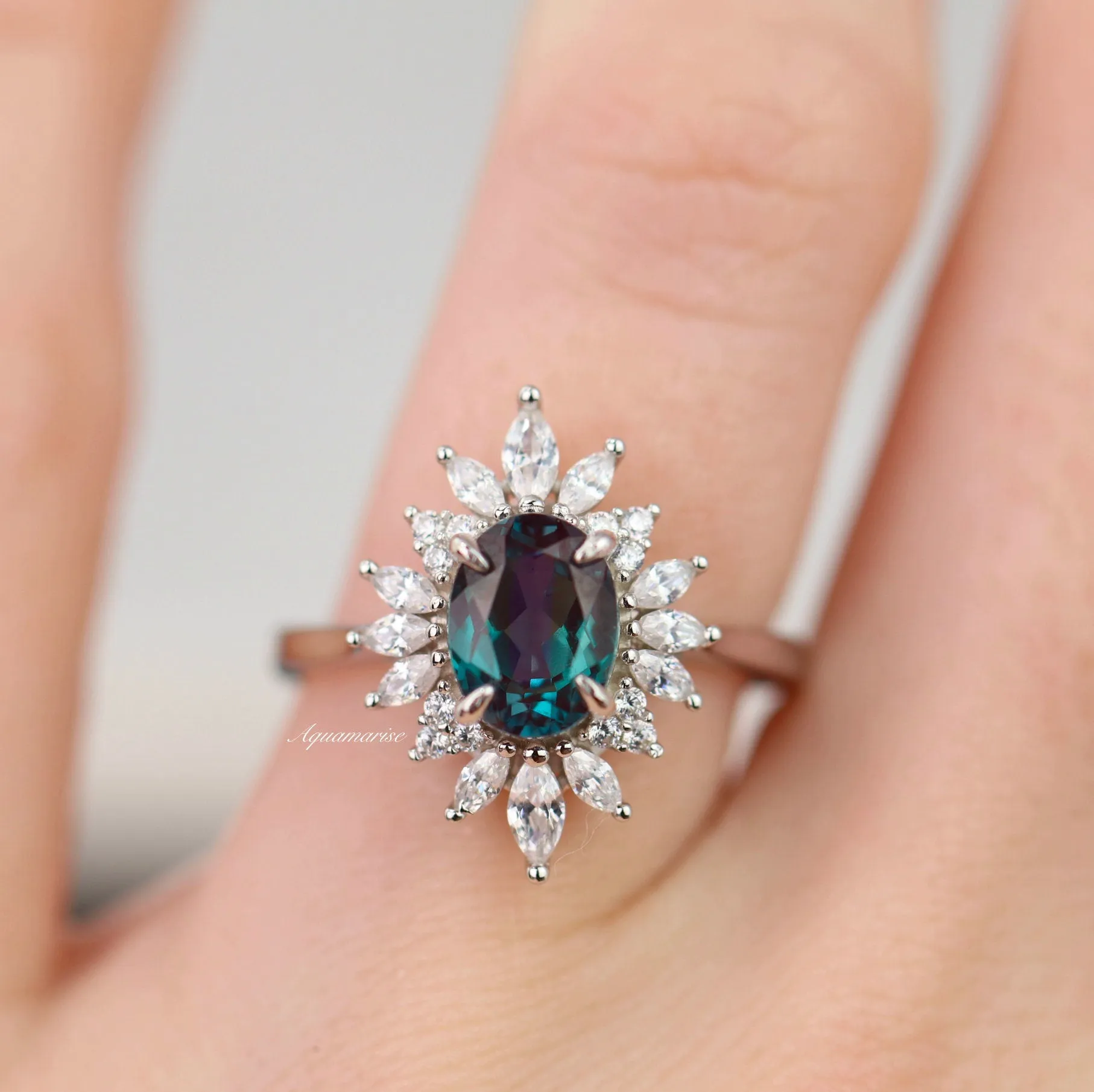 Aurora Alexandrite Ring - Sterling Silver