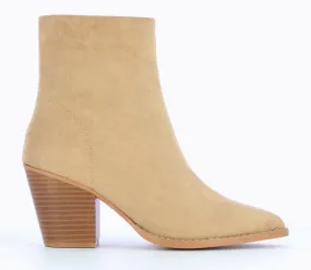 Beige Suedette Ankle Boots with Heel by 'Vanessa Wu'