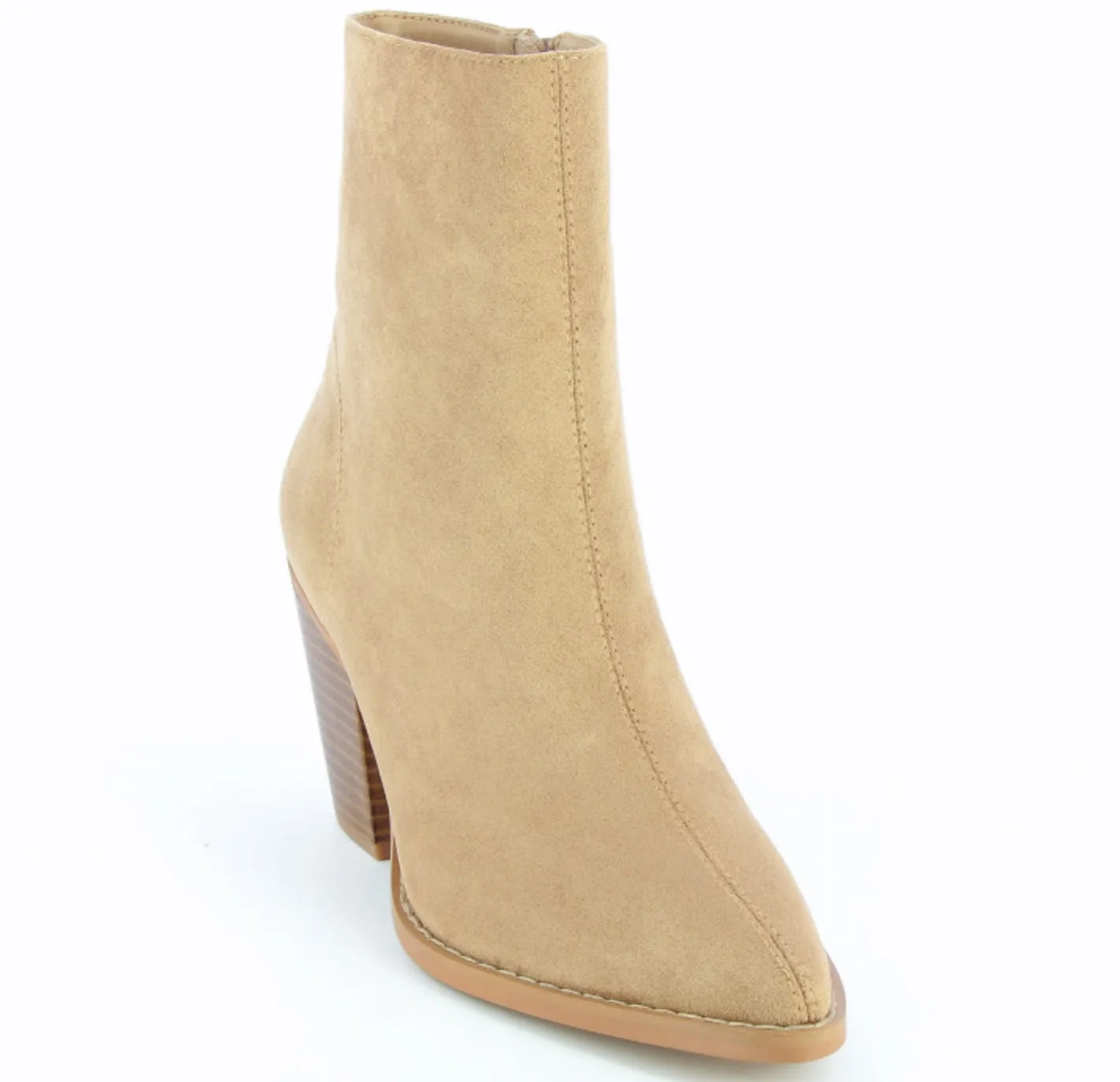 Beige Suedette Ankle Boots with Heel by 'Vanessa Wu'