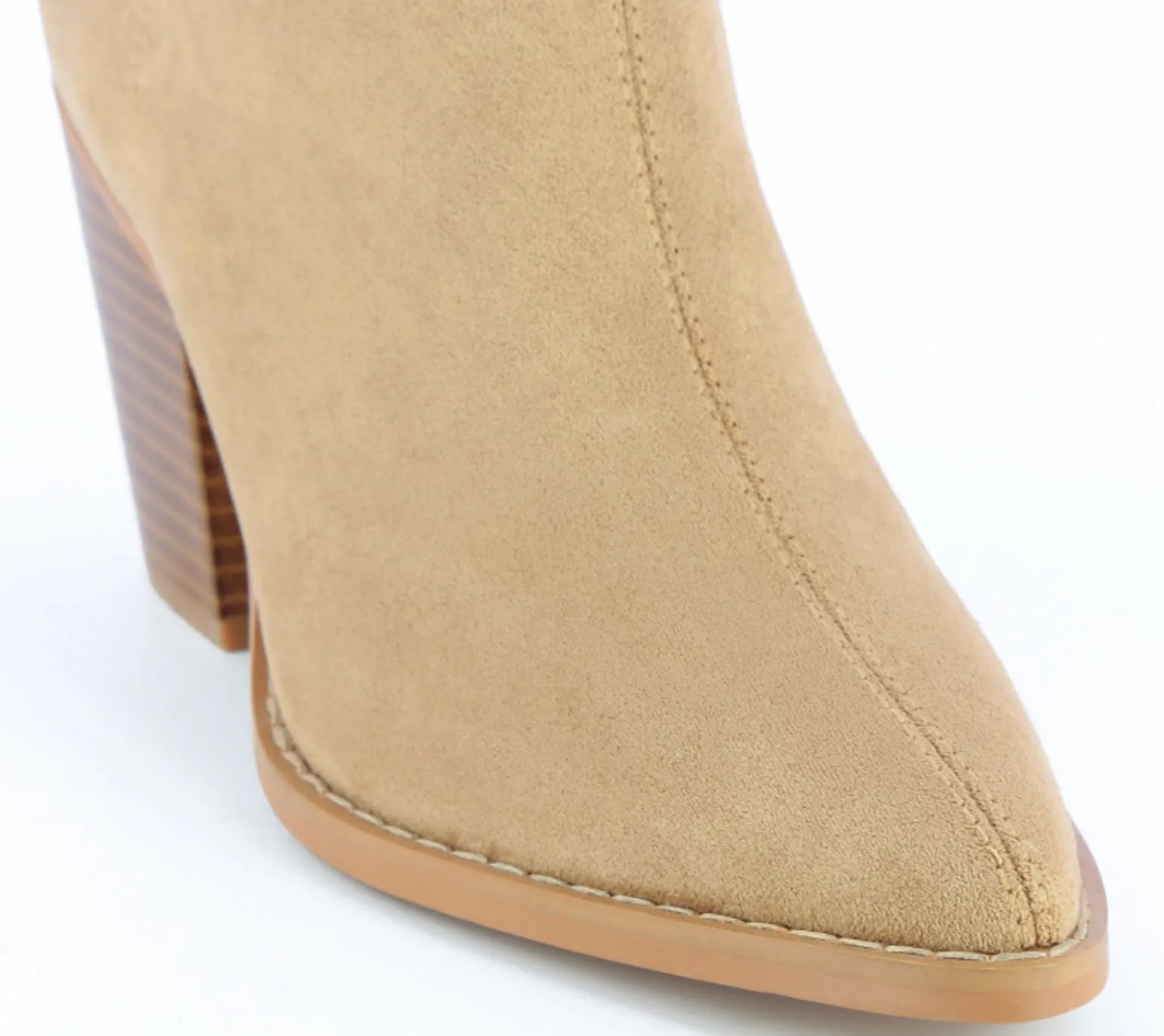 Beige Suedette Ankle Boots with Heel by 'Vanessa Wu'