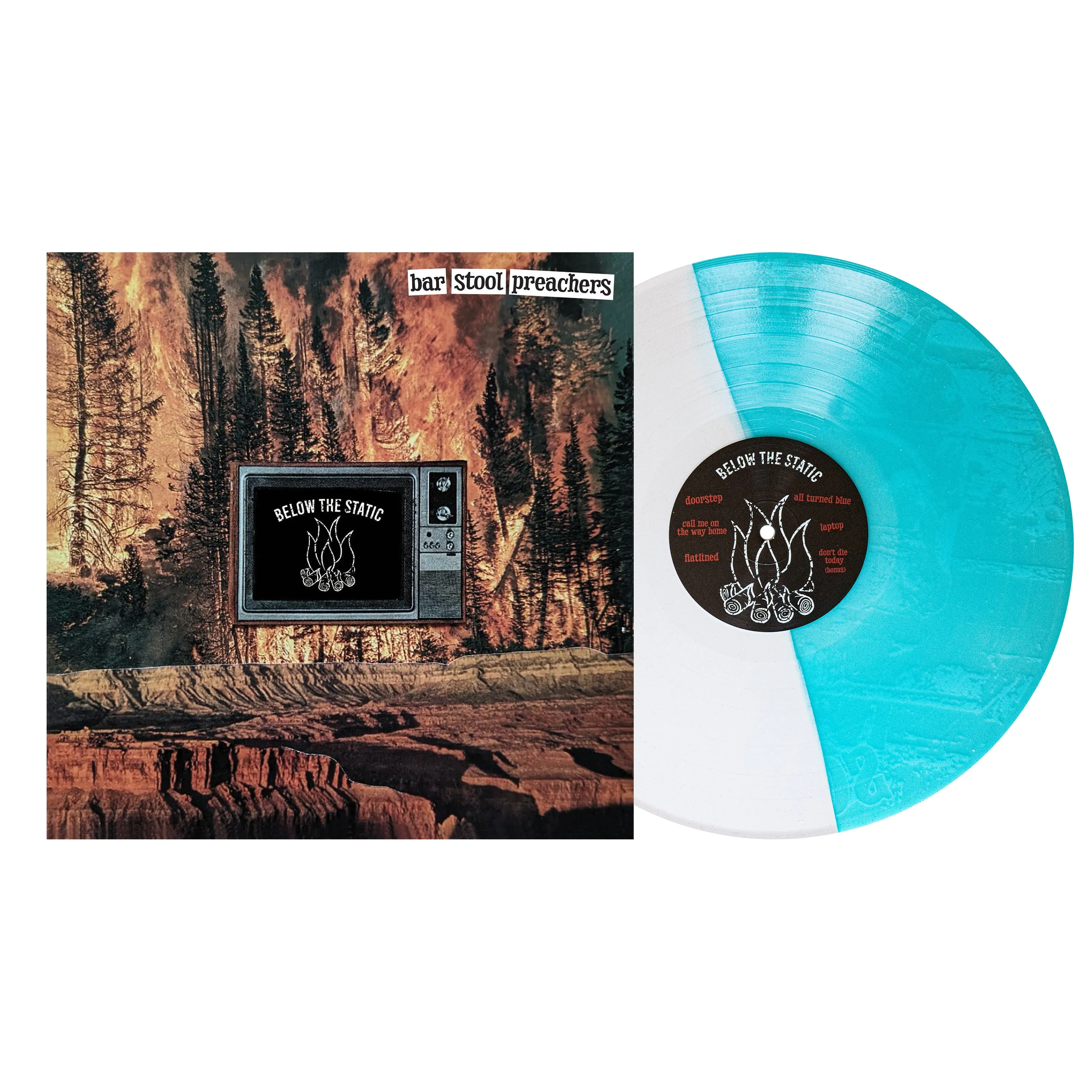 Below The Static - Half Bone/Half Electric Blue Glitter LP