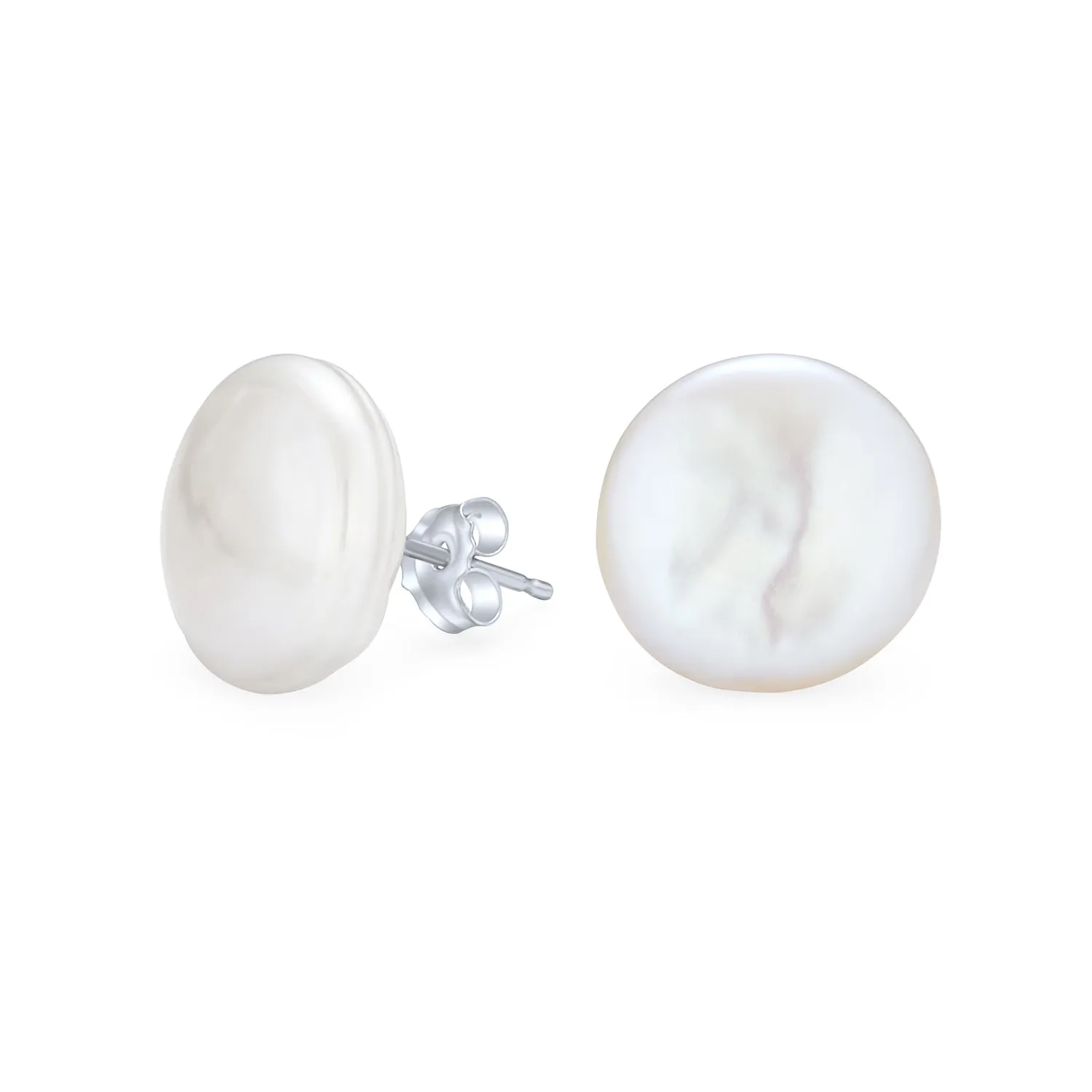 Biwa Coin Freshwater Pearl Clip On Earrings Ear Sterling Silver