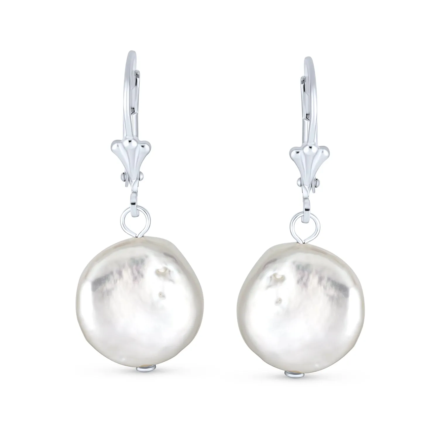 Biwa Coin Freshwater Pearl Clip On Earrings Ear Sterling Silver