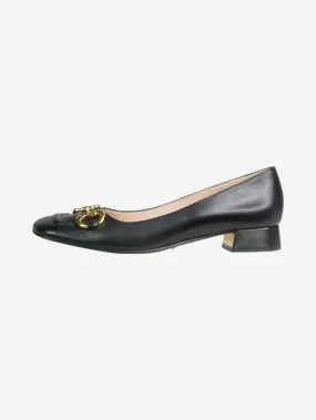 Black Horsebit mid-heel leather pumps - size EU 41