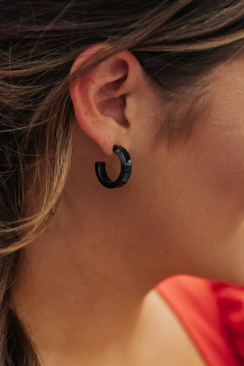 Black Metallic Hoop Earrings