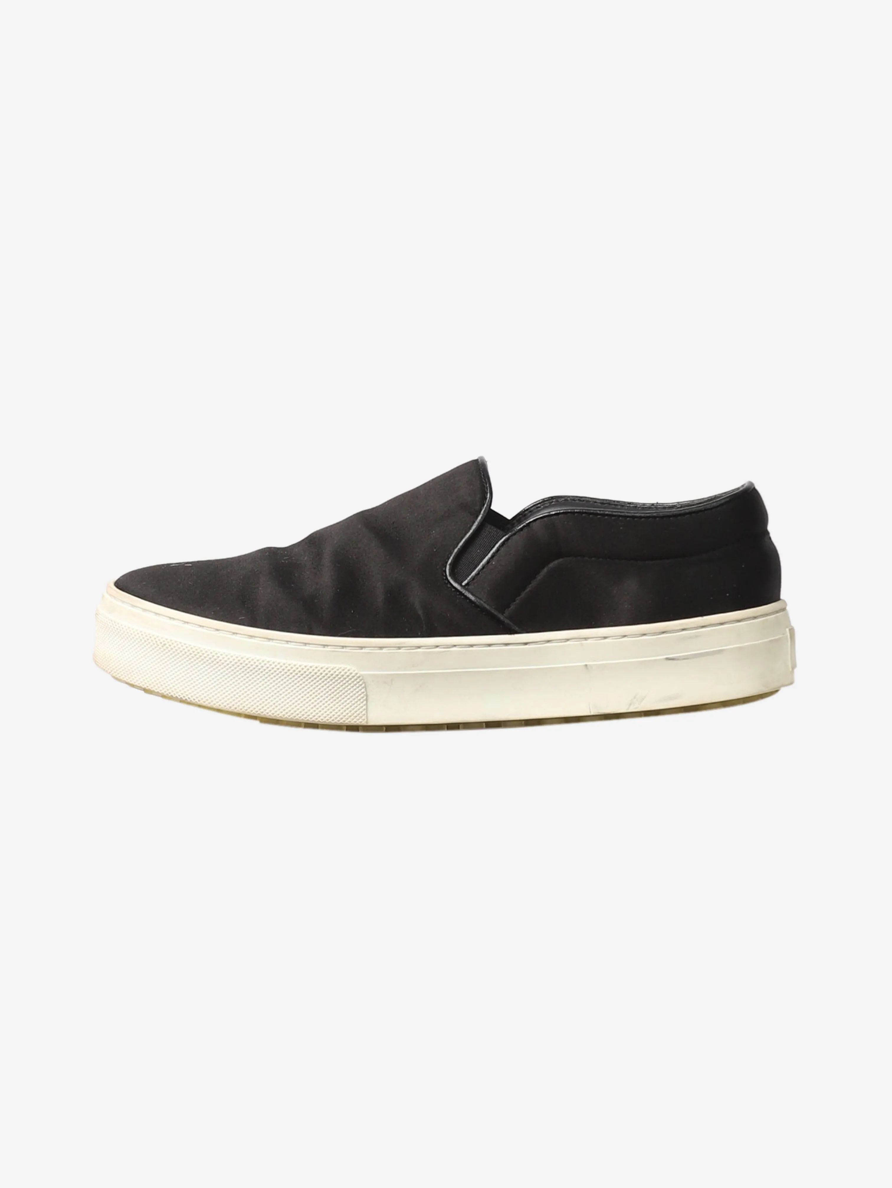 Black satin slip-on shoes - size EU 37