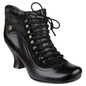 Black Vivianna Lace-Up Heeled Boots