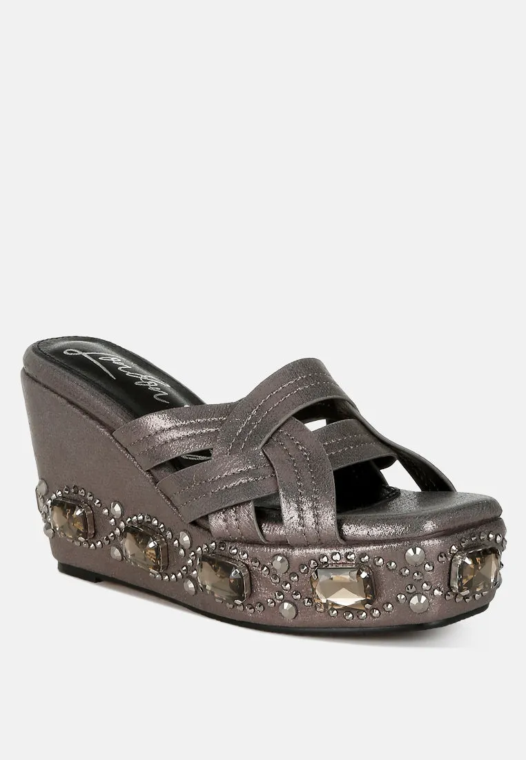 Blistronic Chunky Diamante & Rhinestone Cut-Out Sandals