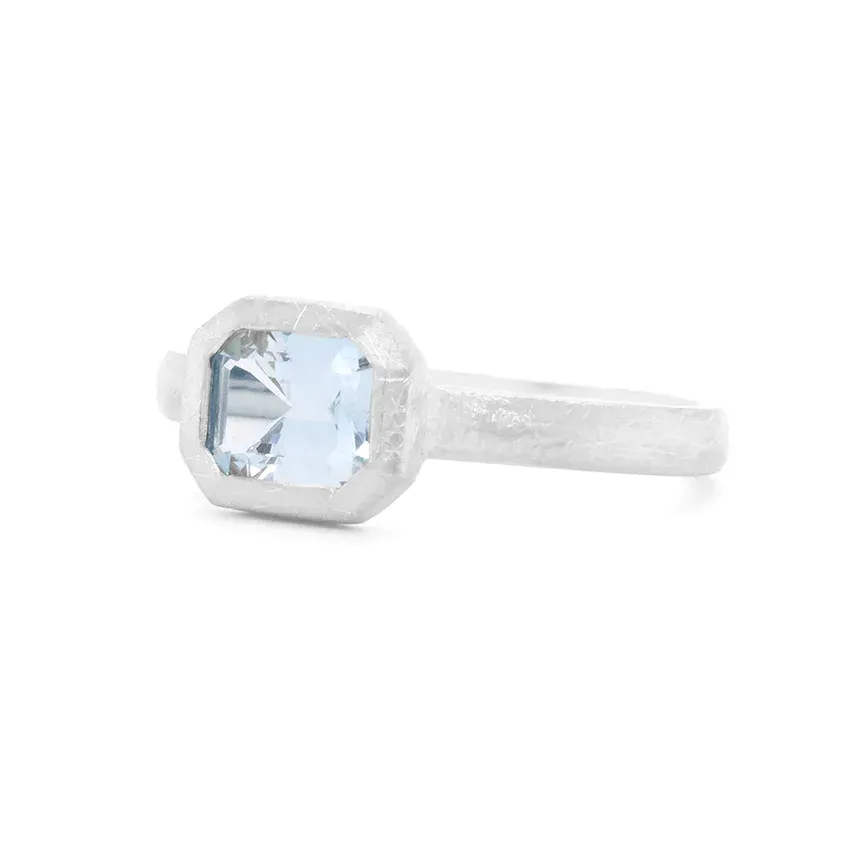 'Boulder' Emerald Cut Aquamarine Ring