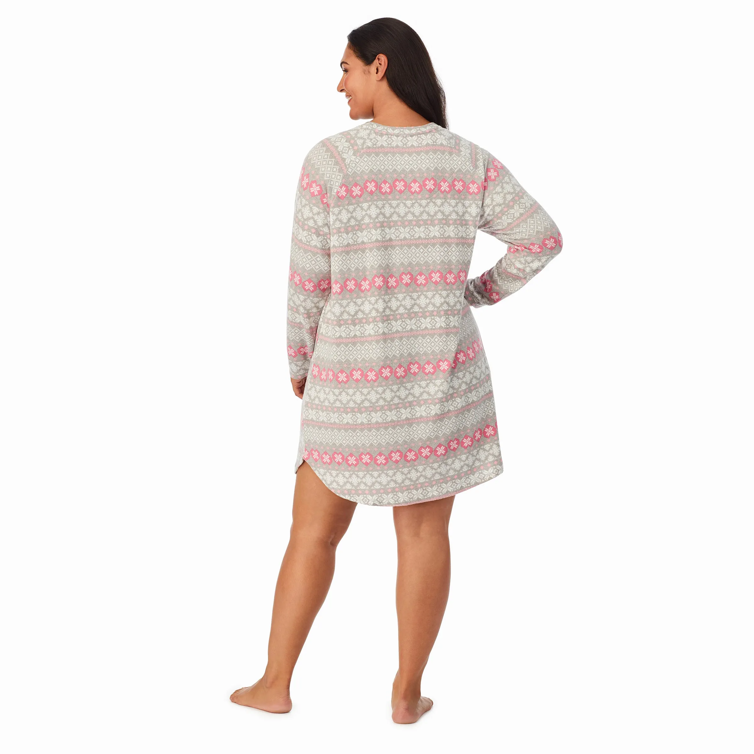 Brushed Sweater Knit Long Sleeve Sleepshirt PLUS