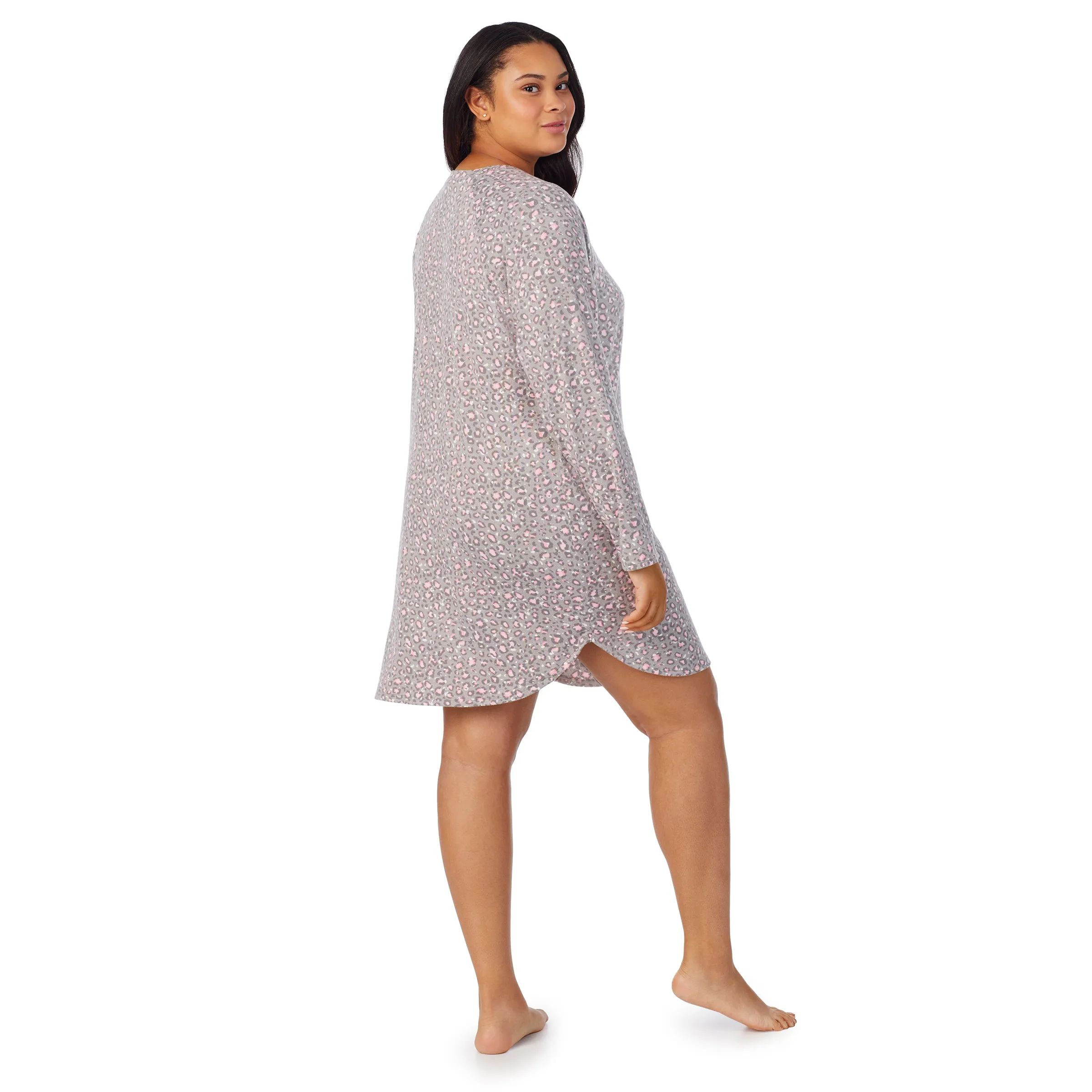 Brushed Sweater Knit Long Sleeve Sleepshirt PLUS