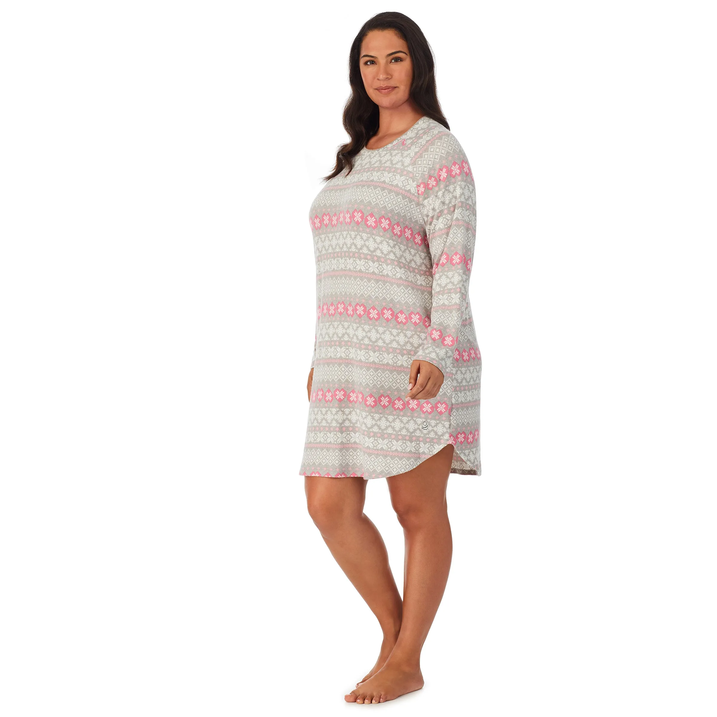 Brushed Sweater Knit Long Sleeve Sleepshirt PLUS