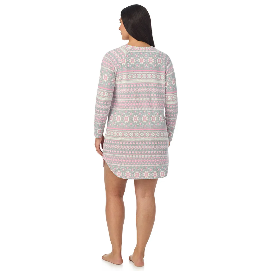 Brushed Sweater Knit Long Sleeve Sleepshirt PLUS