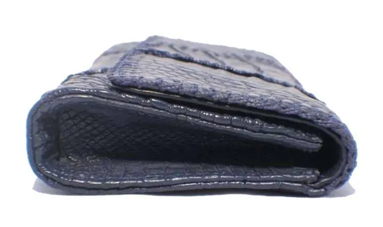 Carlos Falchi Blue Crocodile Patchwork Clutch