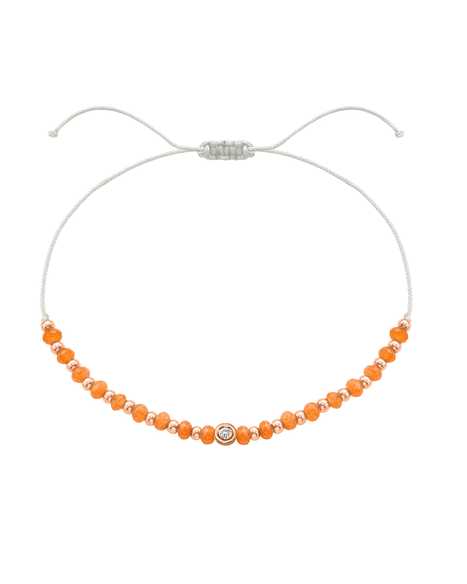 Citrine Gemstone String of Love Bracelet for Abundance - 14K Rose Gold