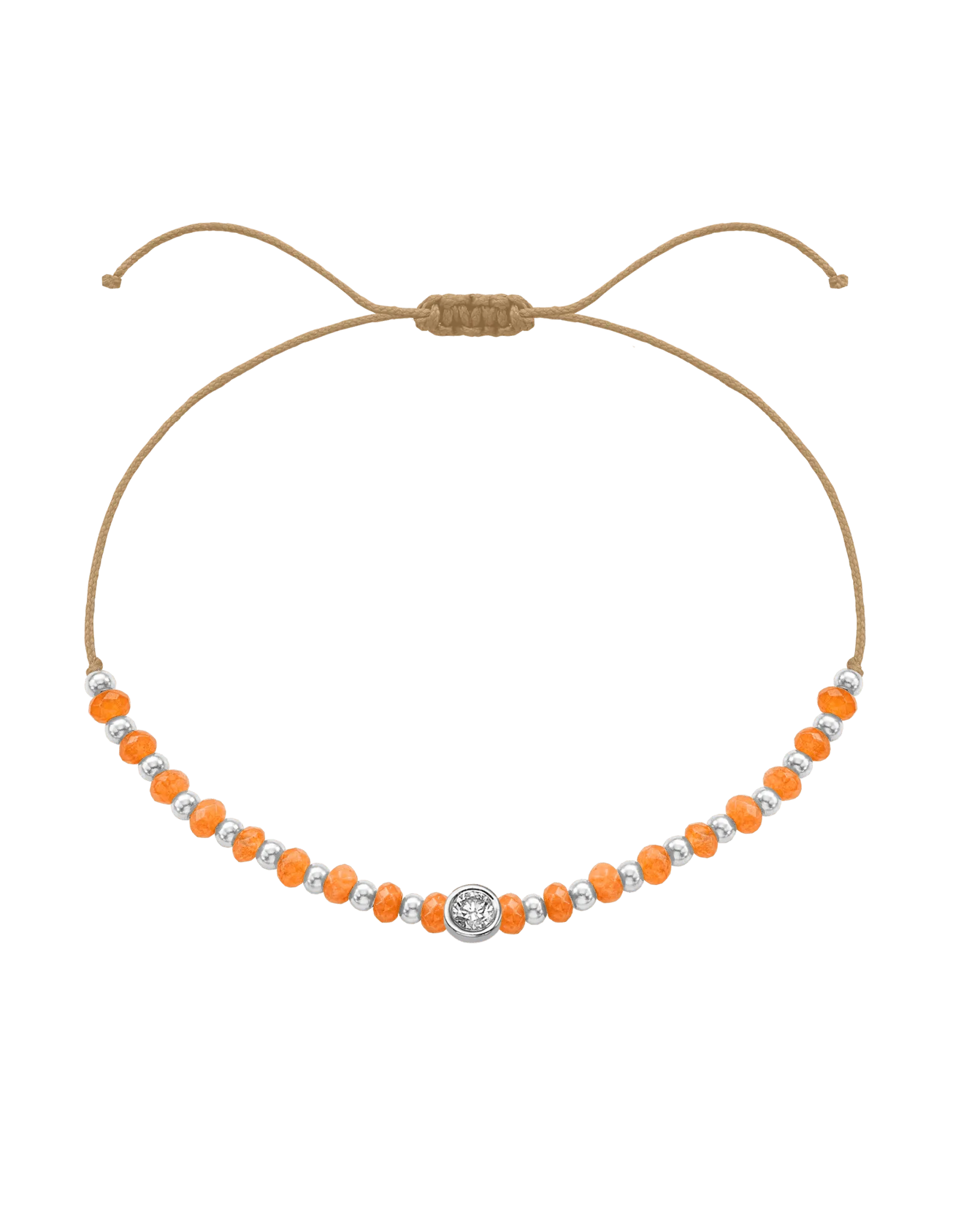 Citrine Gemstone String of Love Bracelet for Abundance - 14K White Gold