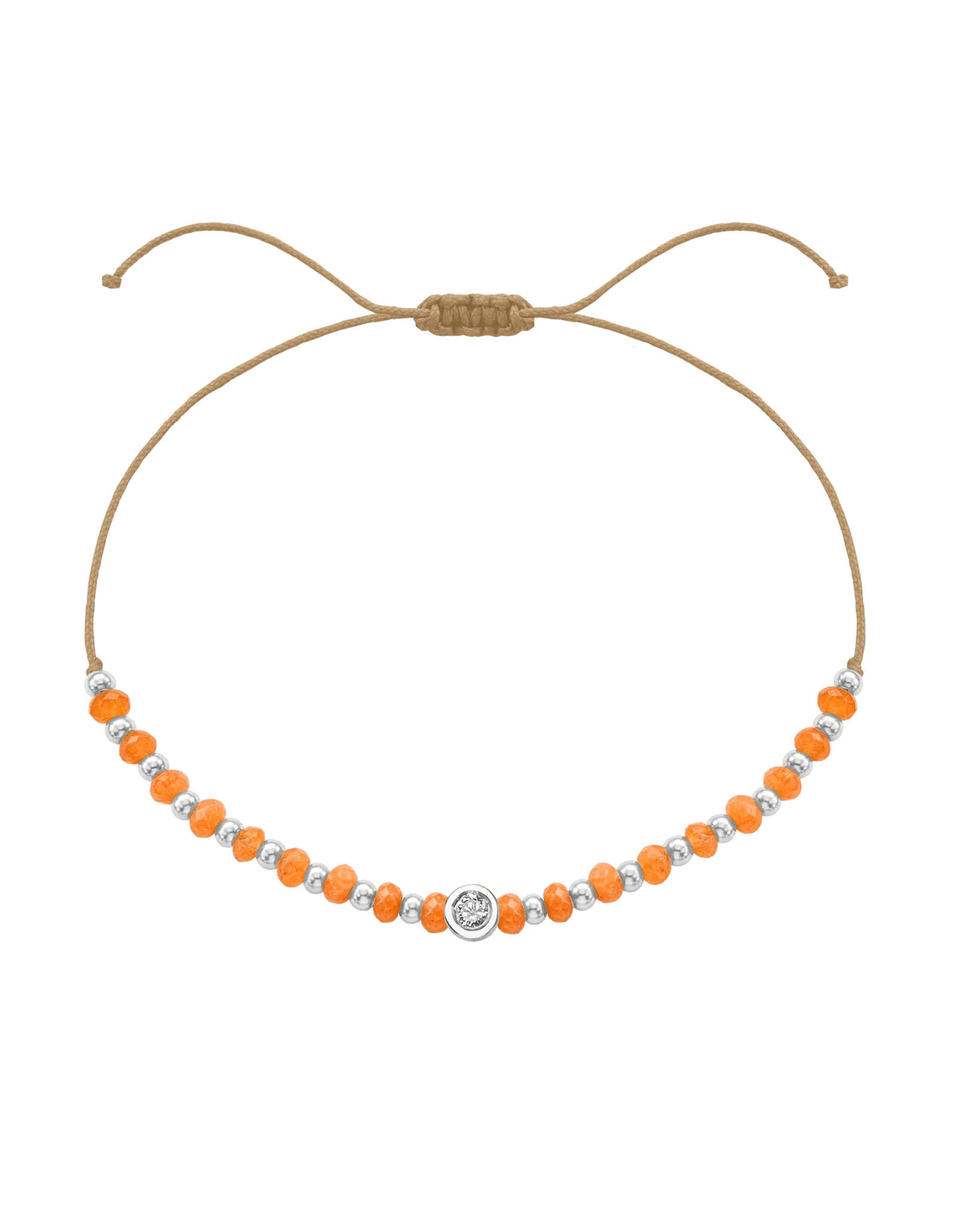 Citrine Gemstone String of Love Bracelet for Abundance - 14K White Gold