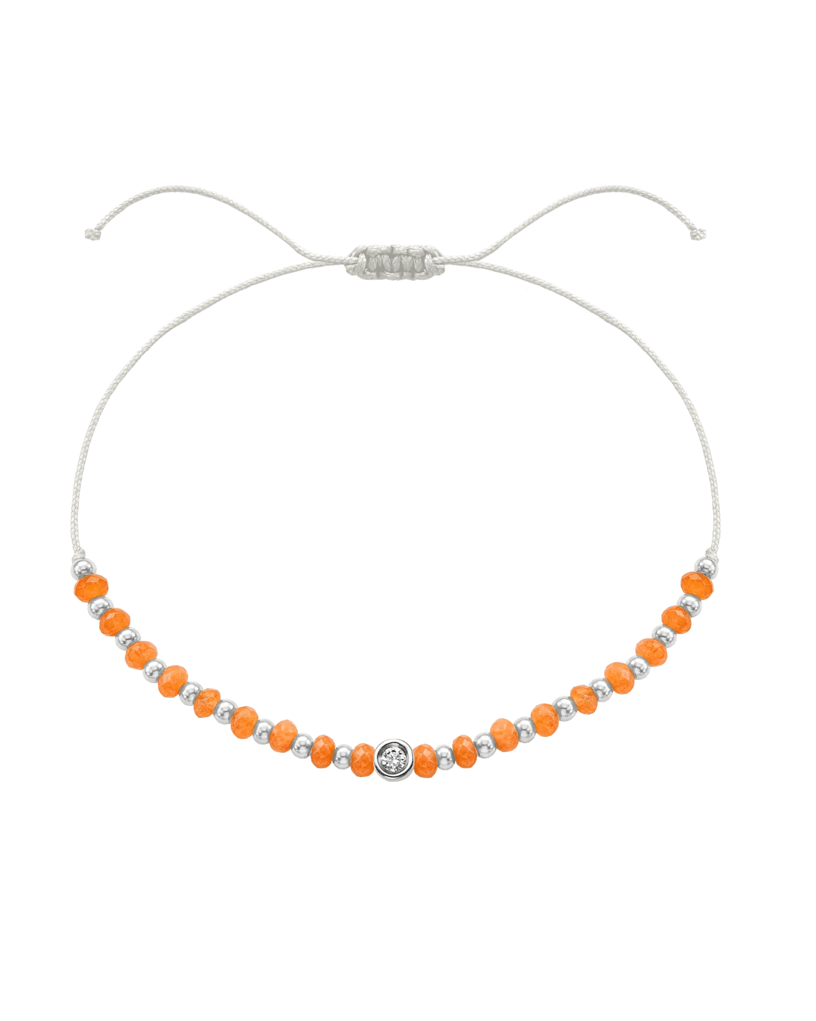 Citrine Gemstone String of Love Bracelet for Abundance - 14K White Gold