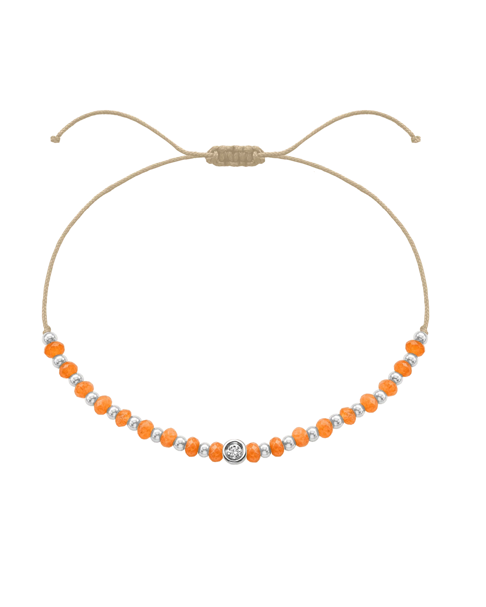 Citrine Gemstone String of Love Bracelet for Abundance - 14K White Gold