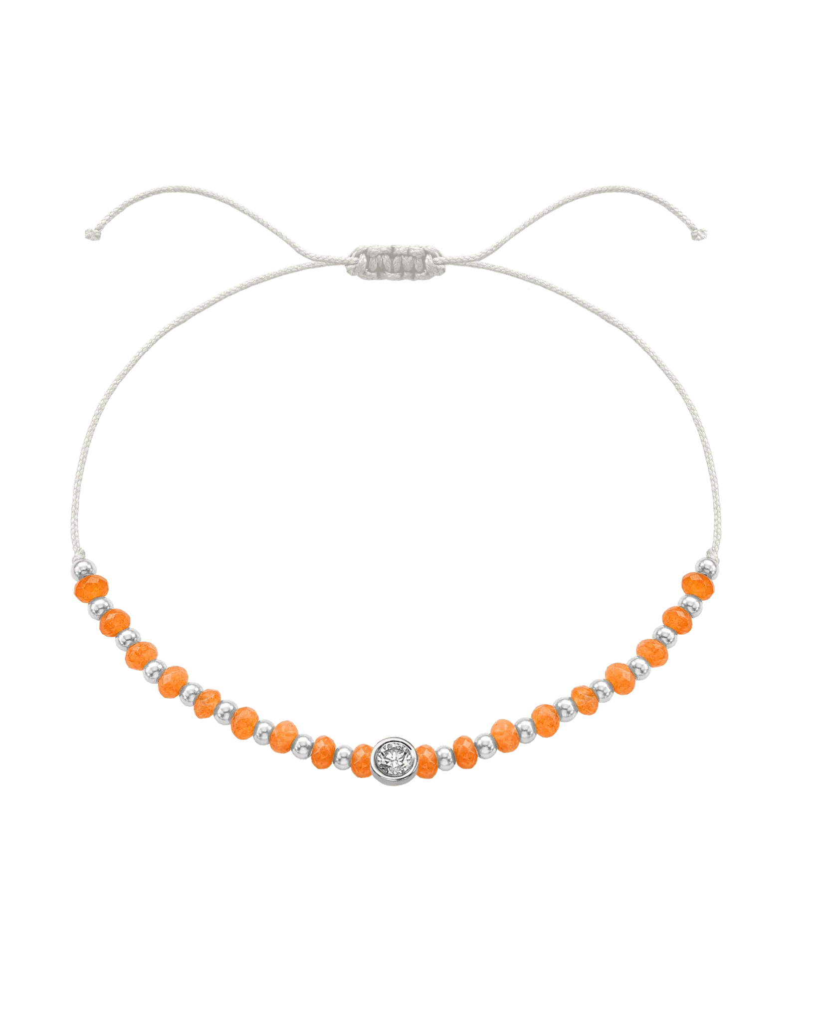 Citrine Gemstone String of Love Bracelet for Abundance - 14K White Gold