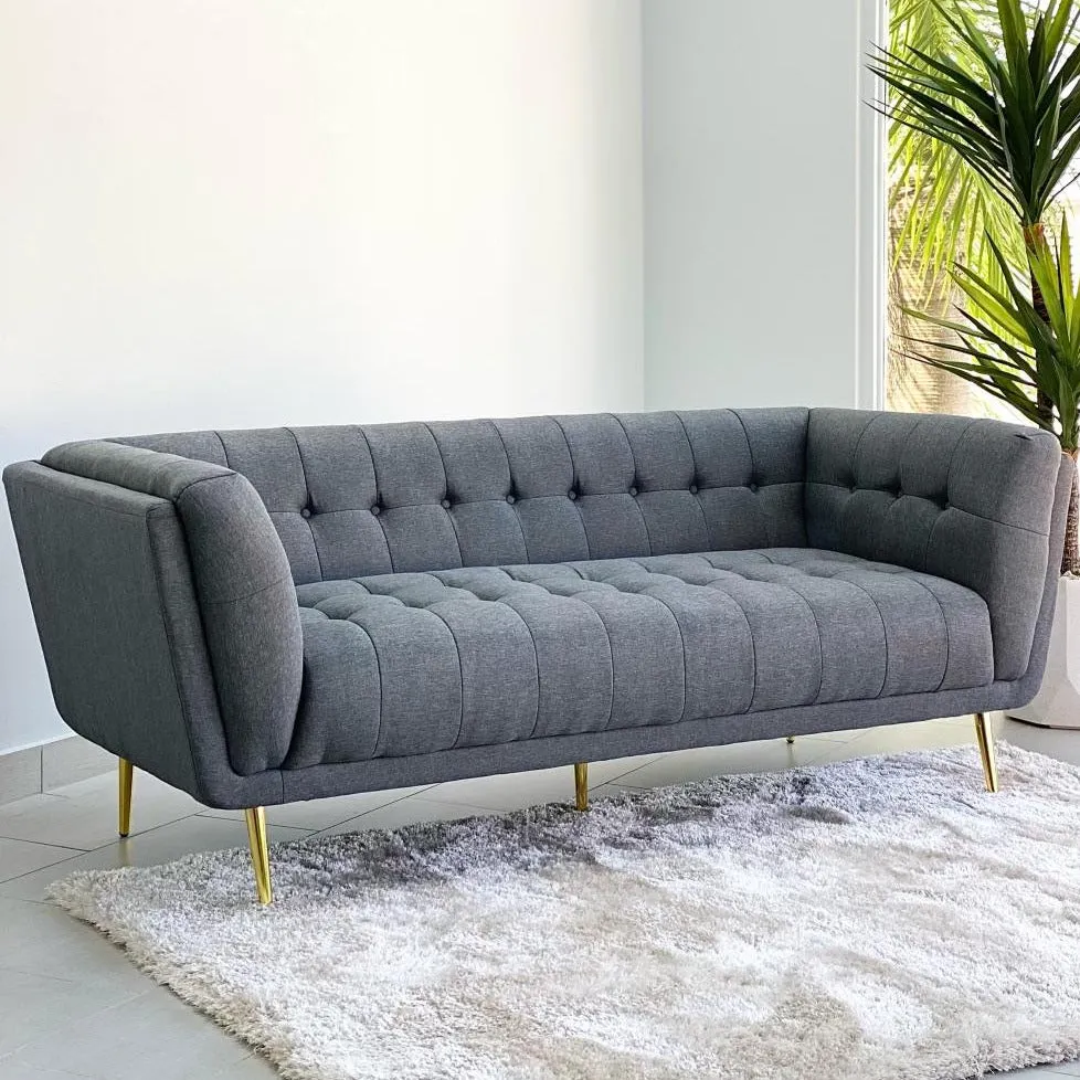 Classic Gray Sofa Golden Legs