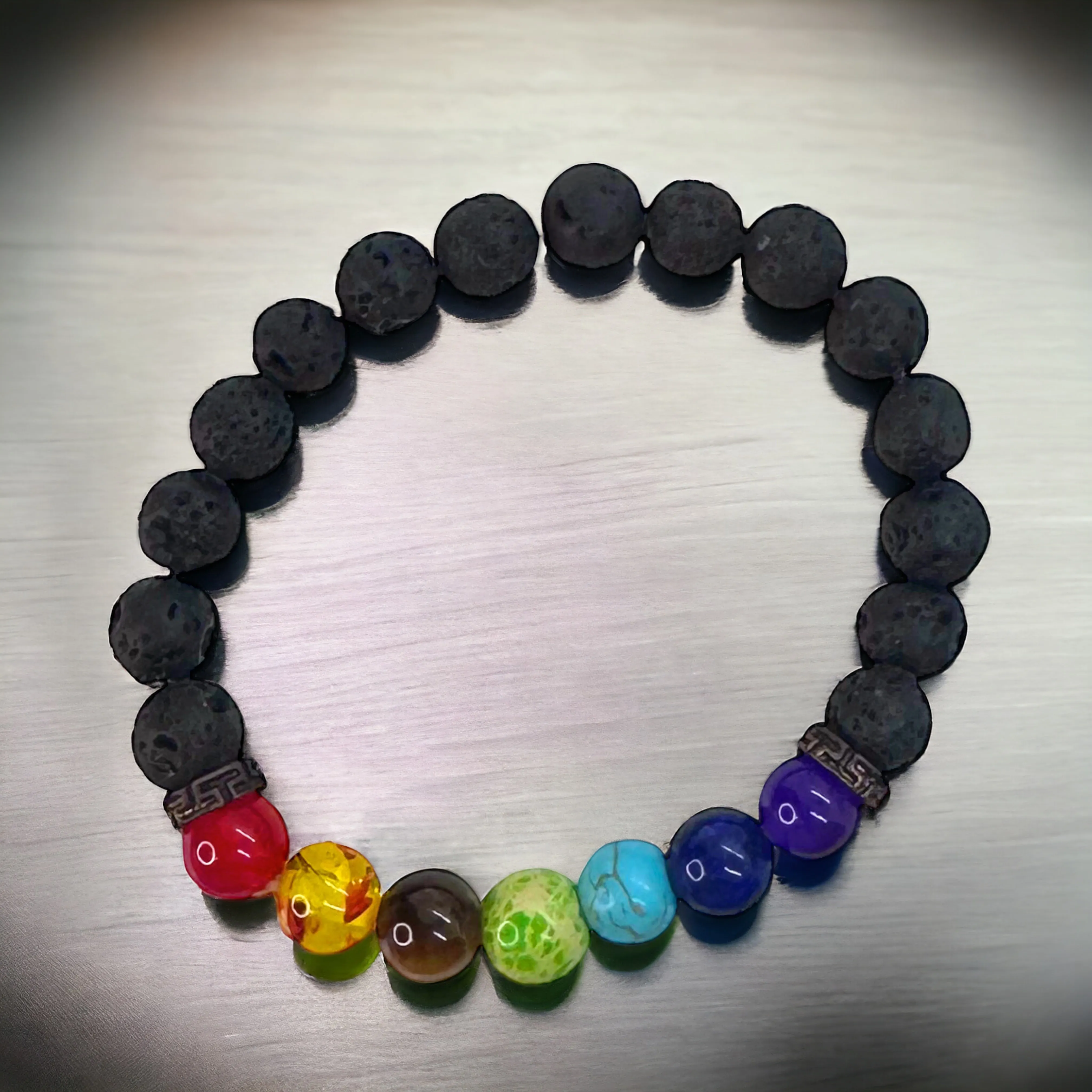 Colorful Lava Stone Beaded Stretchy Bracelet