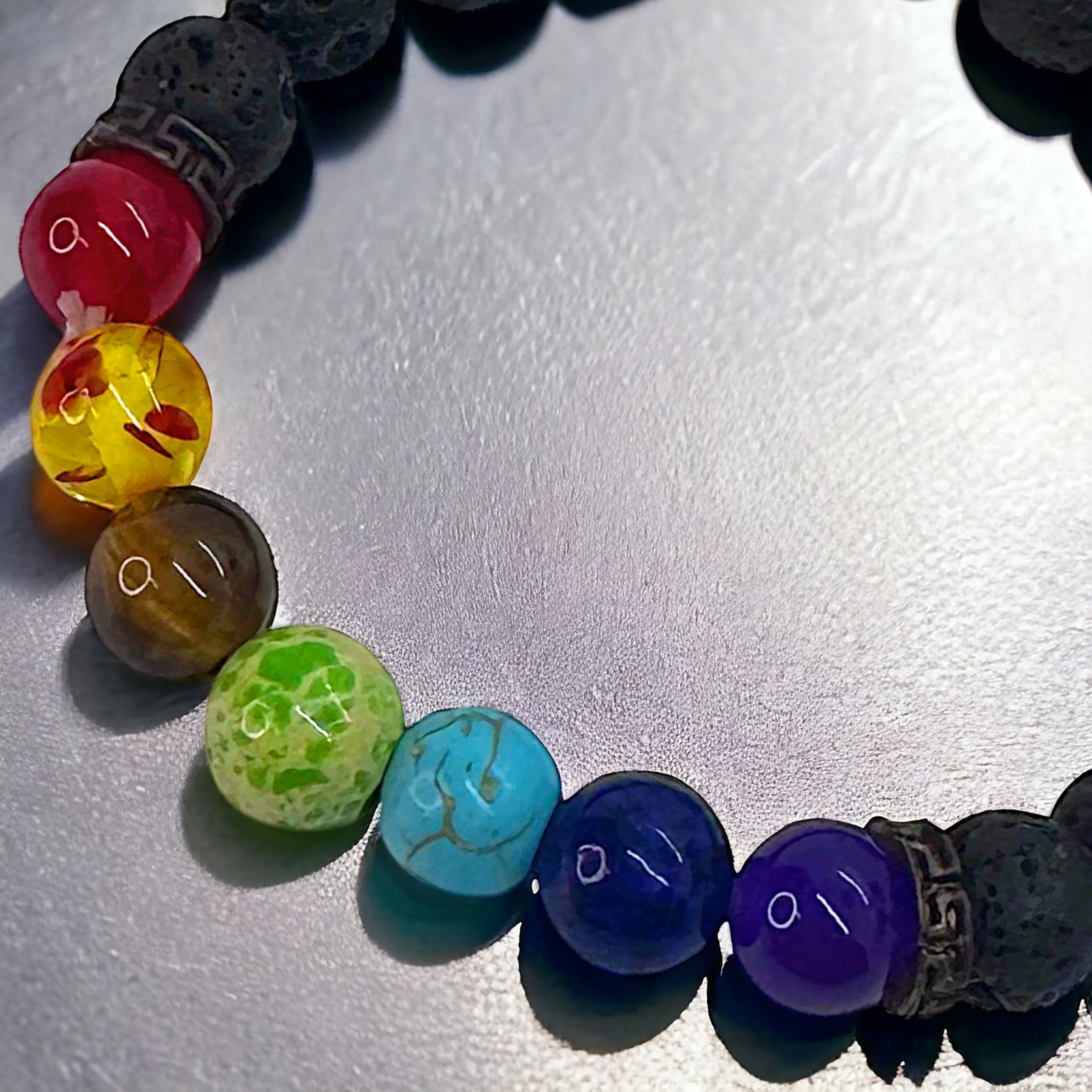 Colorful Lava Stone Beaded Stretchy Bracelet