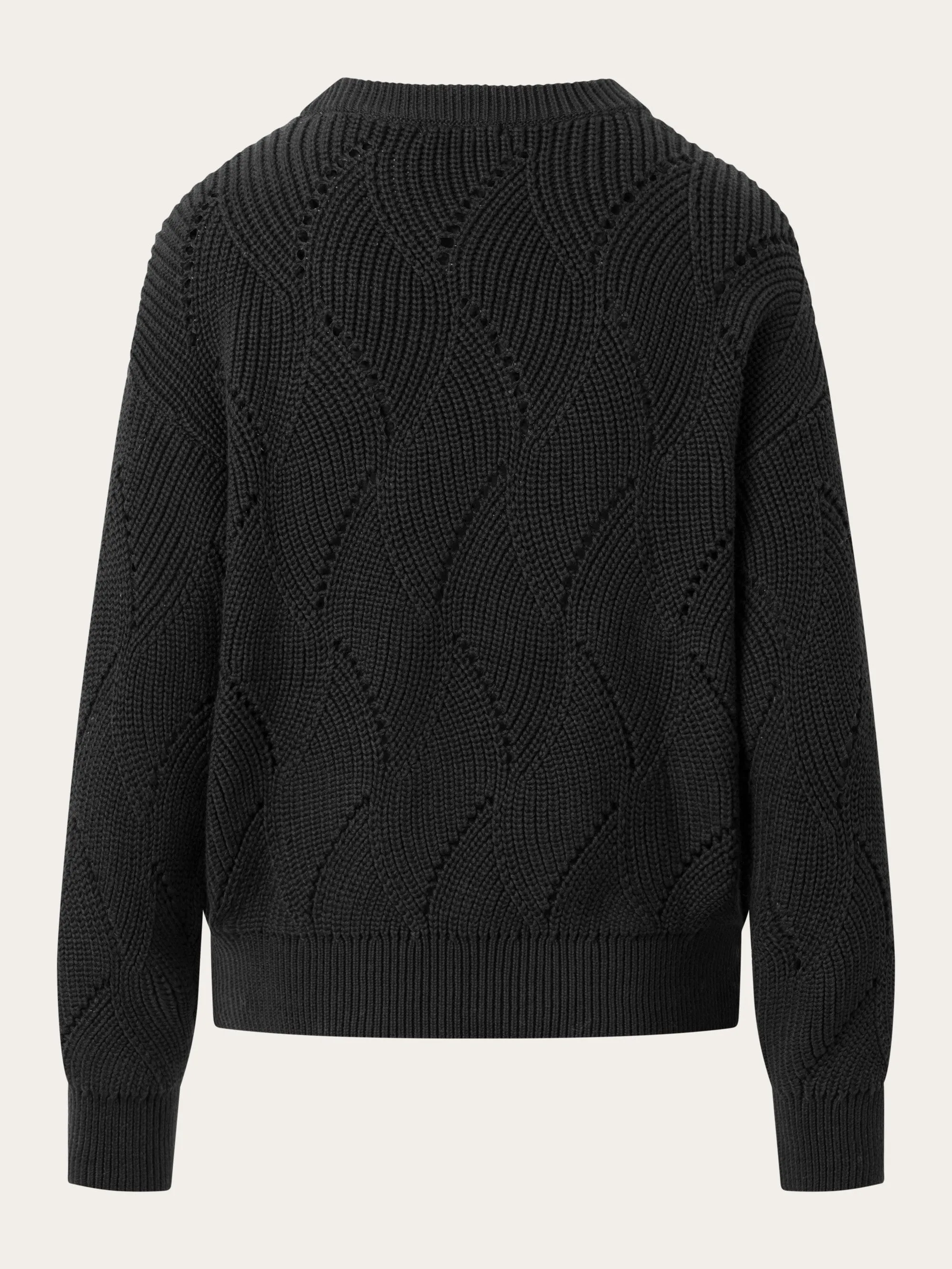 Cotton cable crew neck - Black Jet