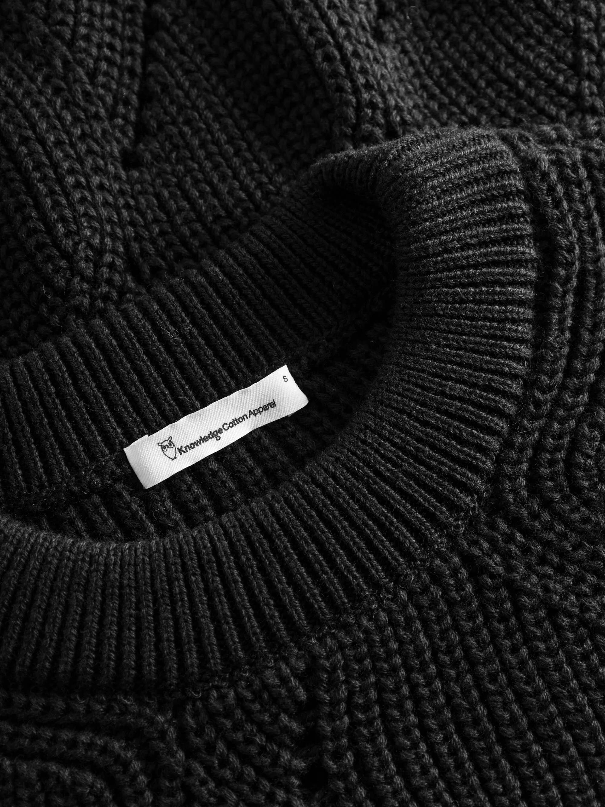 Cotton cable crew neck - Black Jet