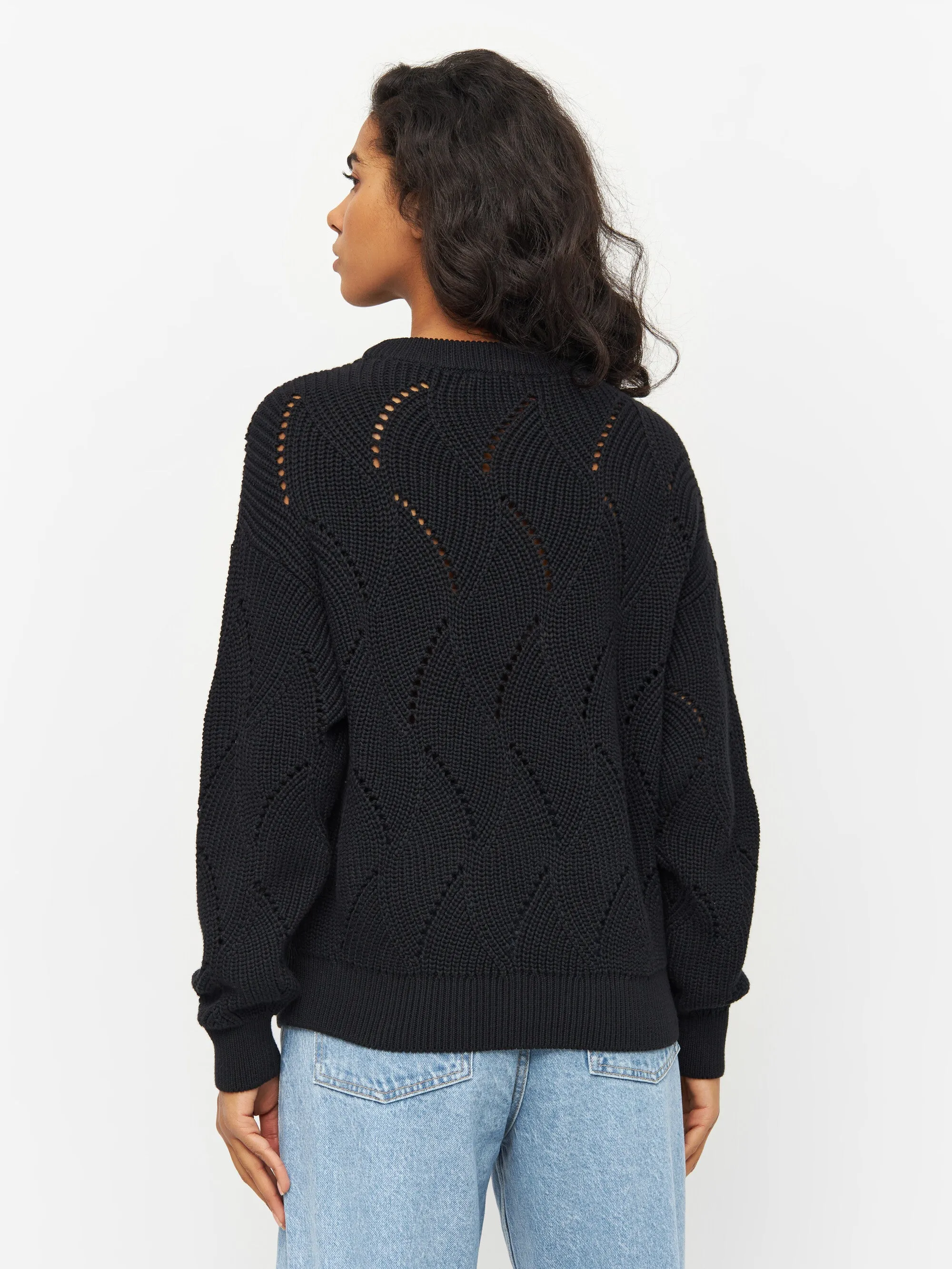 Cotton cable crew neck - Black Jet