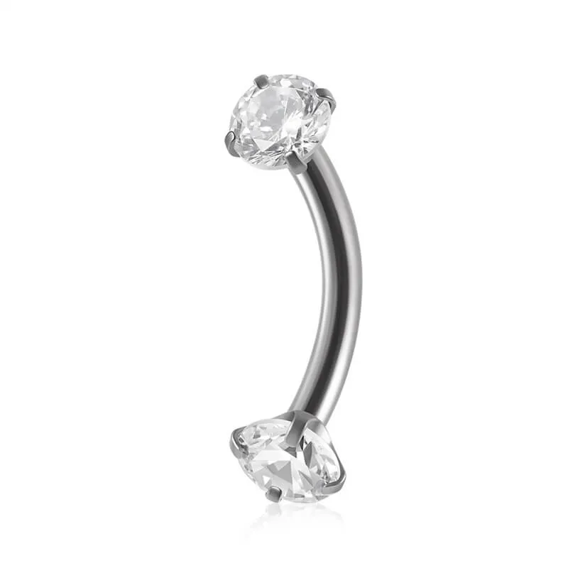 Curved Barbell Double-headed Zircon Eyebrow Piercing