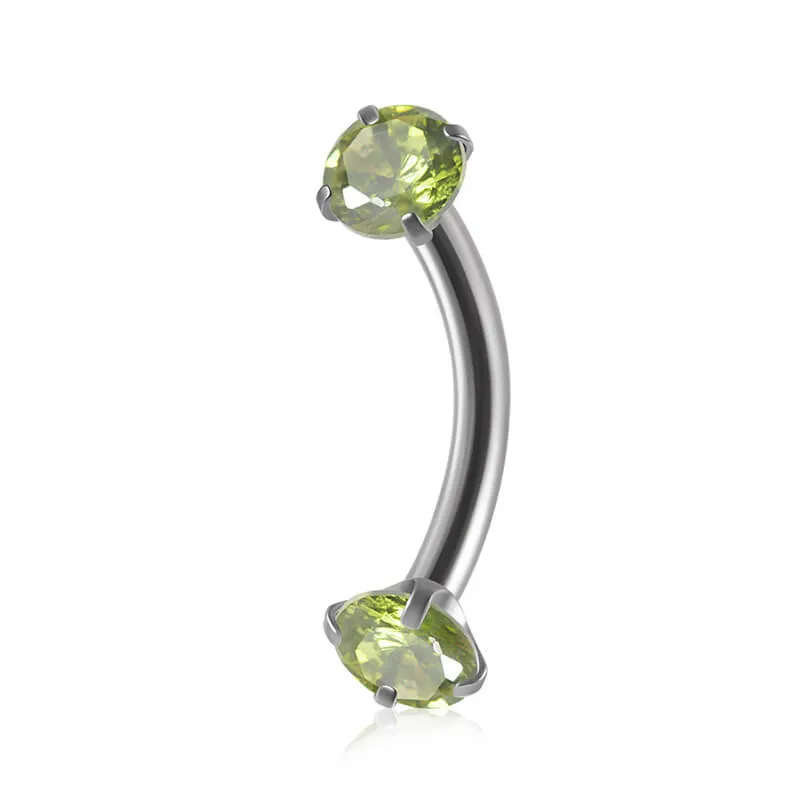 Curved Barbell Double-headed Zircon Eyebrow Piercing