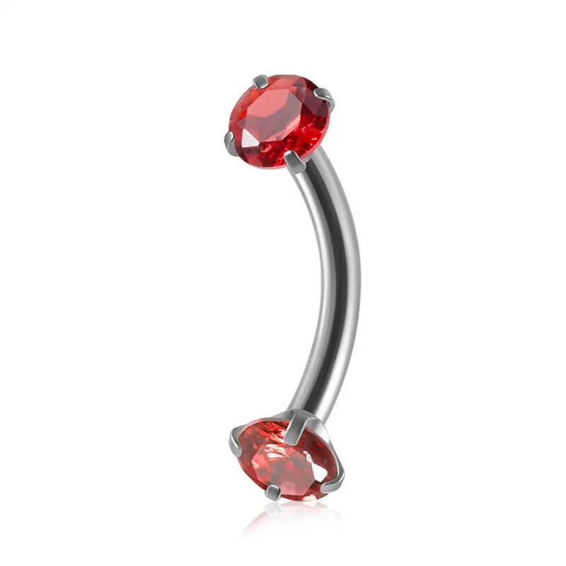 Curved Barbell Double-headed Zircon Eyebrow Piercing