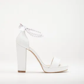 Daphne II - Platform Wedding Sandals with Pearls