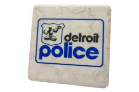 Detroit Police Vintage Logo Porcelain Tile Coaster