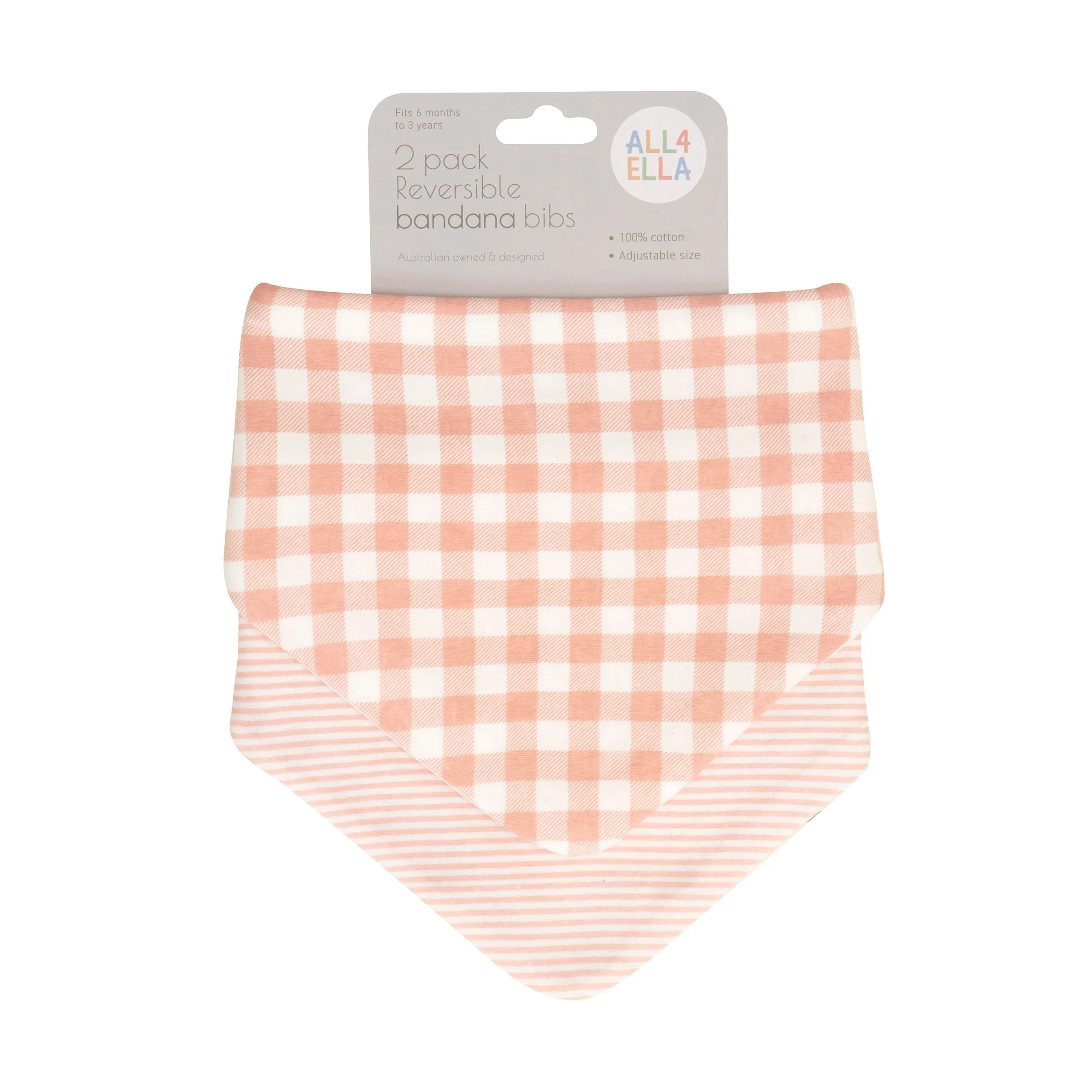 Dribble Bandana Bib 2 Pack - Gingham Strawberry