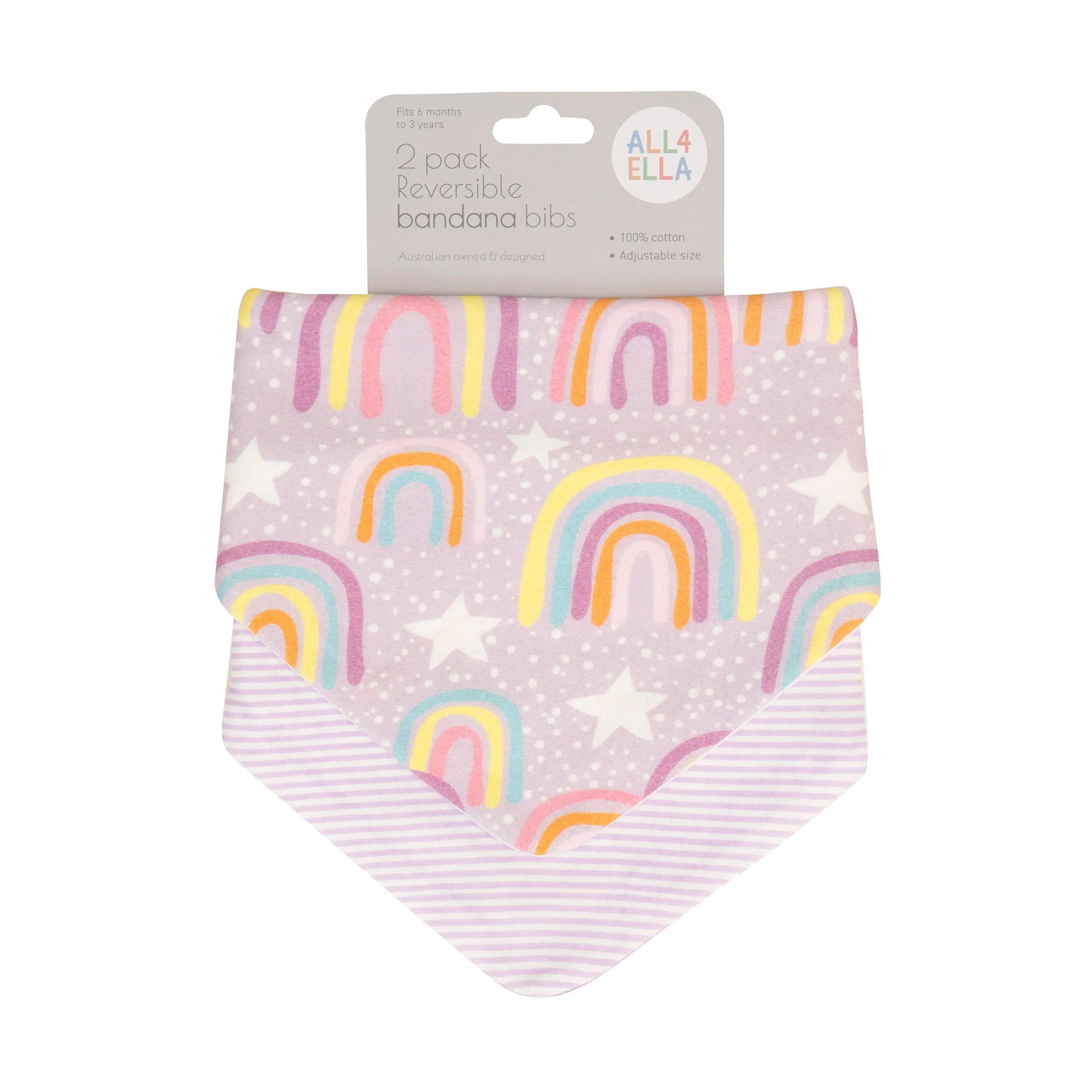 Dribble Bandana Bib 2 Pack - Lilac Rainbows