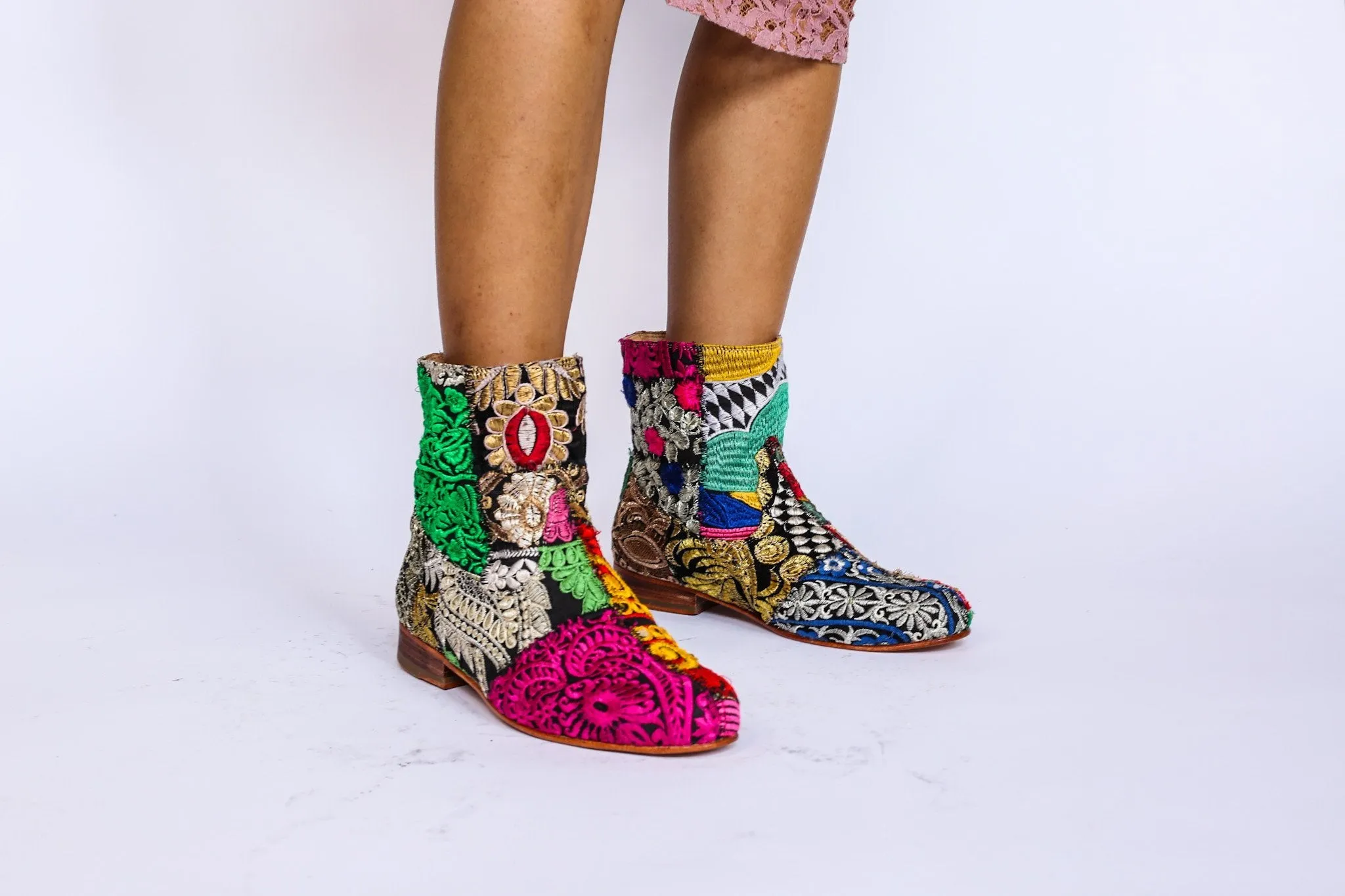 Embroidered Patchwork Boots Romy